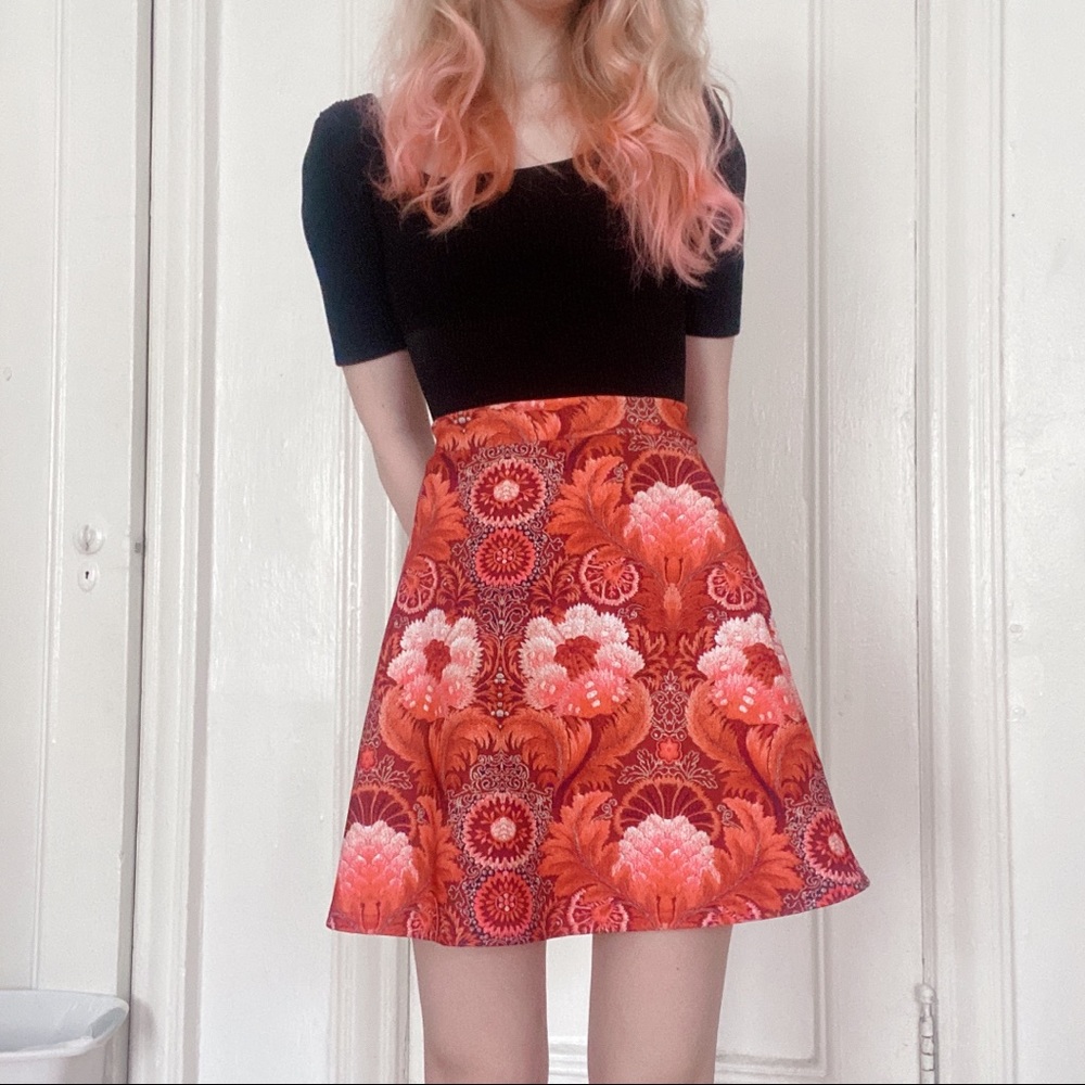 BlackMilk Red Floral Skirt